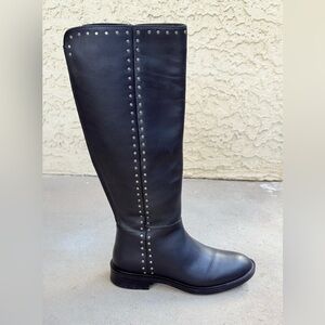 Steve Madden Zoe Women 7.5 Comfort Black Leather Studded Tall Riding Boots